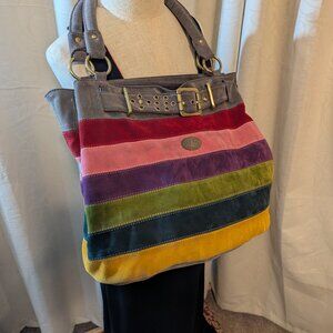 Dolce and Gabana D&G Suede striped Pride Hobo bag Purse